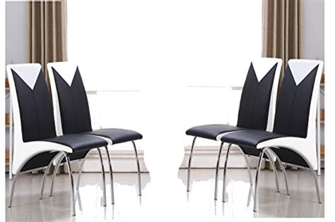 On sale for $220.99 original price $244.99. MODERNIQUE® X4 Charming Faux Leather Dining Chairs in Black and White Mixed Colour with Thick ...