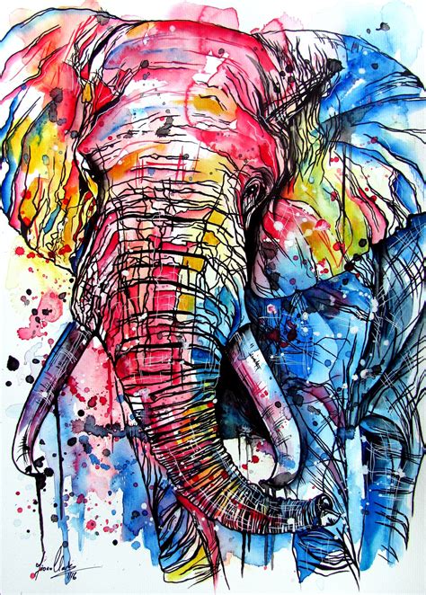 Bold Elephant Abstract Sketches Elephant Painting Watercolor Art Face