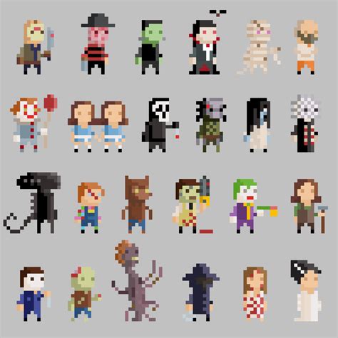 Pixel Art Fun With The Scariest Iconic Movie Characters Horror