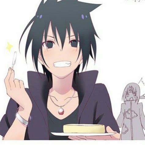 An Anime Character Holding A Plate With Cake On It And A Knife In His Hand