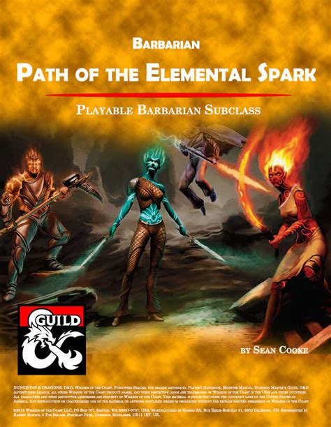 path of the elemental spark playable barbarian subclass dungeon masters guild dungeon