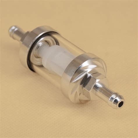14 Inch Motorcycle Scooter Chrome Plated Glass Inline Fuel Petrol