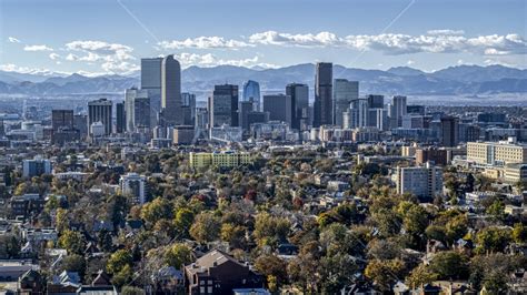 The Citys Skyline With Mountains In The Background Downtown Denver
