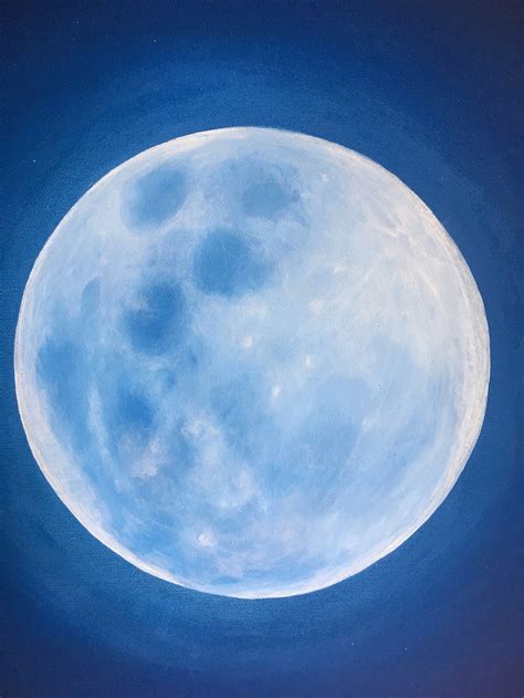 Blue Moon Painting Celestial Art Glowing Moon Wall Art Etsy Australia