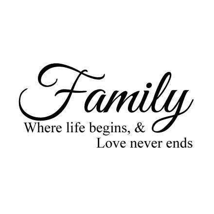 Here are the best romantic saying, loving messages, and beautiful art to share with your significant other. Family where love never ends - Wall Sticker Quote - Fixate