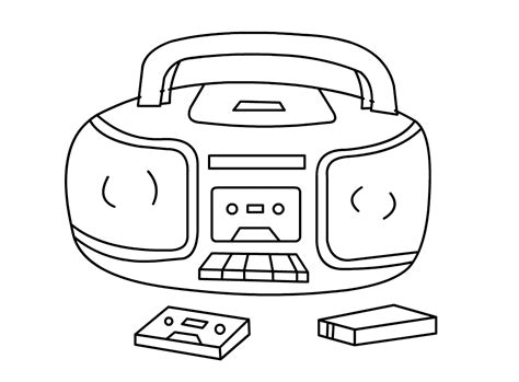 Radio Running Cassette Coloring Page - Free Printable Coloring Pages