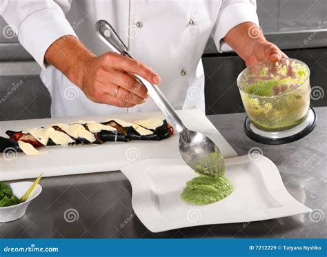 Chef Add Sauce Stock Image Image Of People Professional 7212229