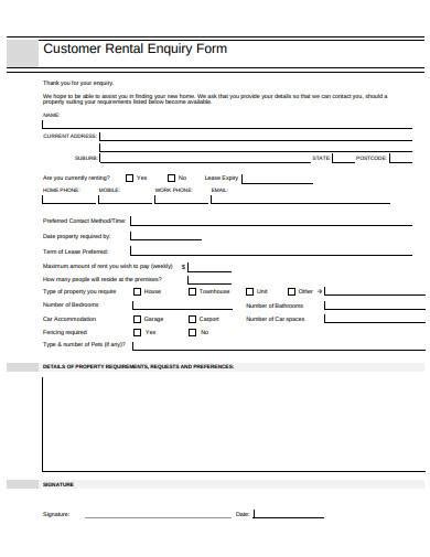 Free 10 Customer Enquiry Form Samples In Pdf Ms Word