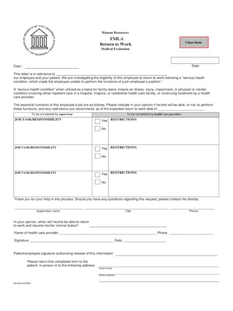 Disposable masks may only be worn for one (1) day and then must be discarded. Return to Work Medical Form - 2 Free Templates in PDF ...