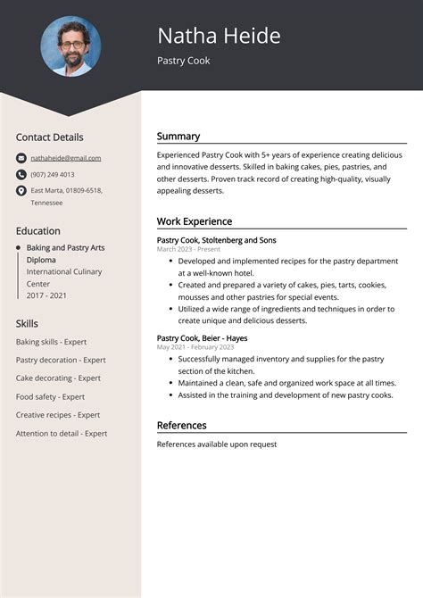 Pastry Cook Resume Example Free Guide