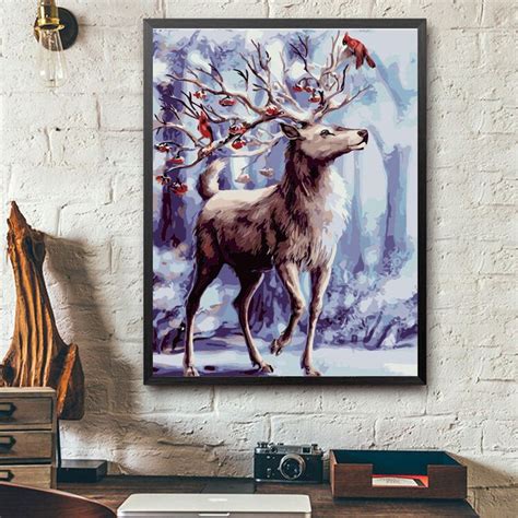 Paint By Number Kit Elk Oil Painting Deer On Canvas Acrylic Etsy