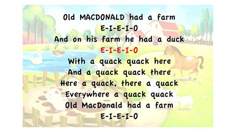 Old Macdonald Had A Farm Lyrics Karaoke Playback Instrumental