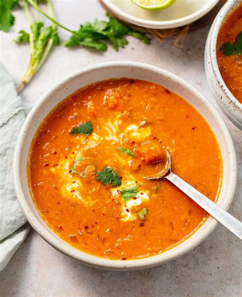Thai Coconut Red Lentil Soup Vegan 30 Minute Easy Recipe With Tomato