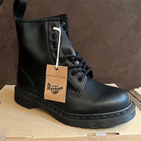 dr martens shoes dr martens 46 mono black smooth leather lace up combat boot womens us 8