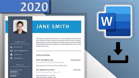 We have over 65 free cv templates in word format availble for instant download. CV Template Word DOWNLOAD FREE ⬇ (2020) 😱 - Blue Resume ...