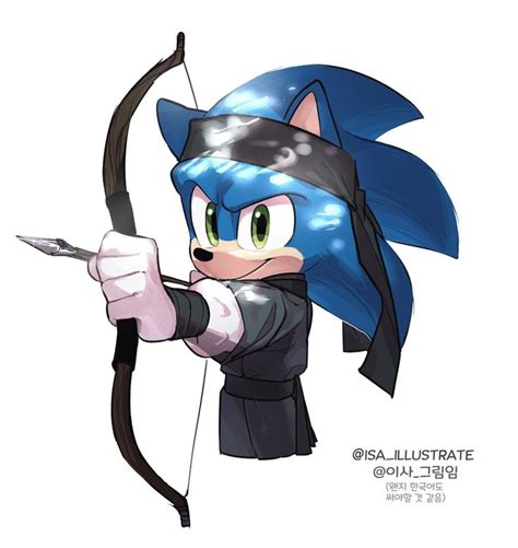 Sonic The Hedge Is Aiming At Something With Her Bow And Arrow In One