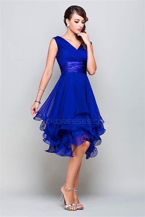 Shop on etsy and be part of a community doing good. A-Line Princess V-Neck Short Royal Blue Chiffon Prom ...