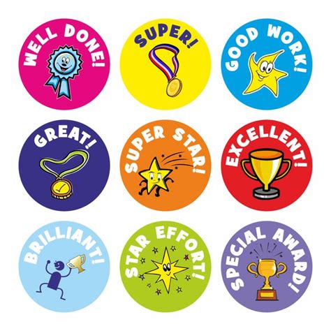 Mini Well Done Stickers Medallas Para Niños Refuerzo Positivo Niños