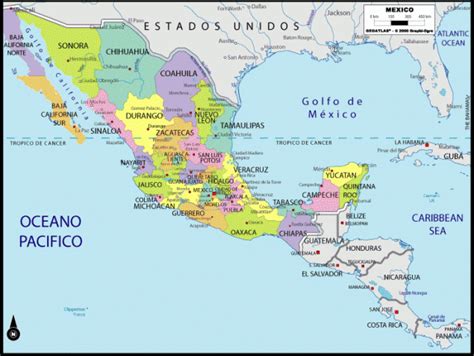 Mapa De La República Mexicana Con División Política Con Nombres Y Capitales