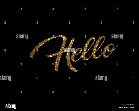 The Golden Glitter Of Isolated Hand Writing Word Hello Stock Vector