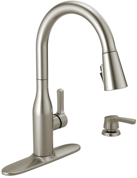 Depending on the number of holes and the style of your kitchen sink. Delta Kitchen Faucet High-Arc Pull-Down Sprayer 1-Handle ...