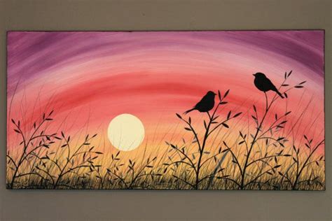 Original Abstract Acrylic Painting On Canvas A Brand New Day Love Birds