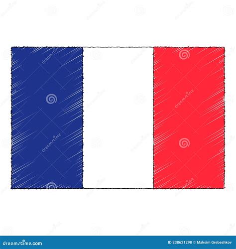 Hand Drawn Sketch Flag Of France Doodle Style Icon Stock Vector