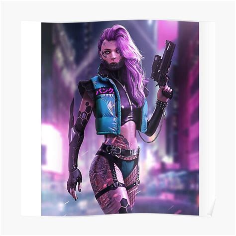Sexy Cyberpunk Girl Poster For Sale By Earthlingdesign Redbubble