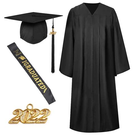Buy 2022 Graduation Gown Cap Tassel Set Matte 2022 Graduation Unisex