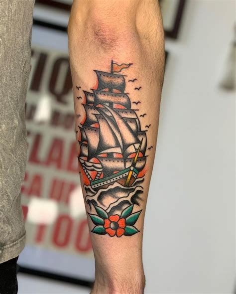 Ship Tattoo Pirate Ship Tattoo Viking Ship Tattoo Traditional Ship