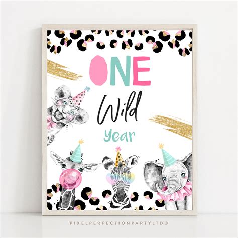 One Wild Year Safari Birthday Party Sign Wild One Animal Party Etsy