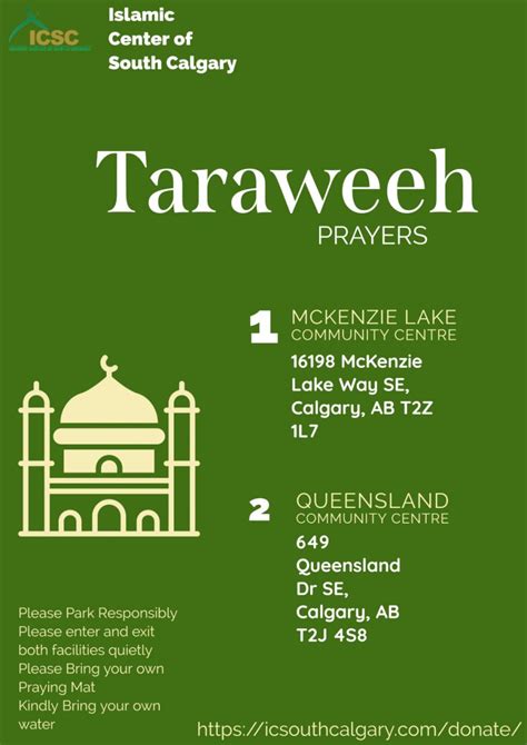Icsc Traweeh Locations Icsc Islamic Center Of South Calgary