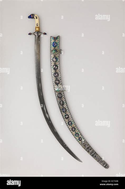 Saber Shamshir With Scabbard Hilt And Scabbard Dated Blade Th Century Stock Photo