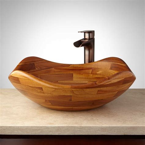 No matter how careful someone might be while hand washing. Karditsa Teak Vessel Sink - Natural - Vessel Sinks - Bathroom Sinks - Bathroom | Wooden bathroom ...