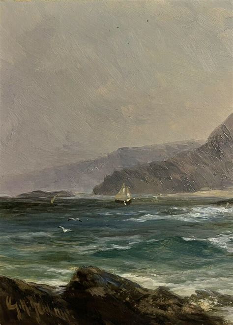 Antique English Oil Coastal Seascape Signed Antique British Oil