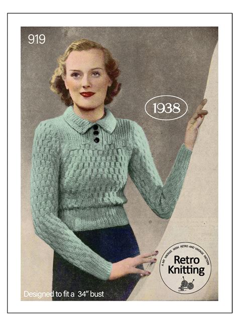 1930s Ladies Winter Jumper Pdf Knitting Pattern Etsy