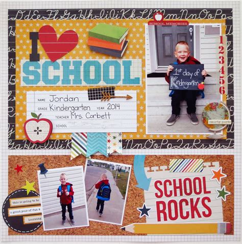 School Days Back To School School Scrapbook Page School Pictures 12 X