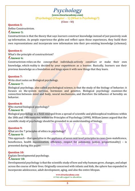 Class 11 Psychology Chapter 1 Important Questions What is Psychology