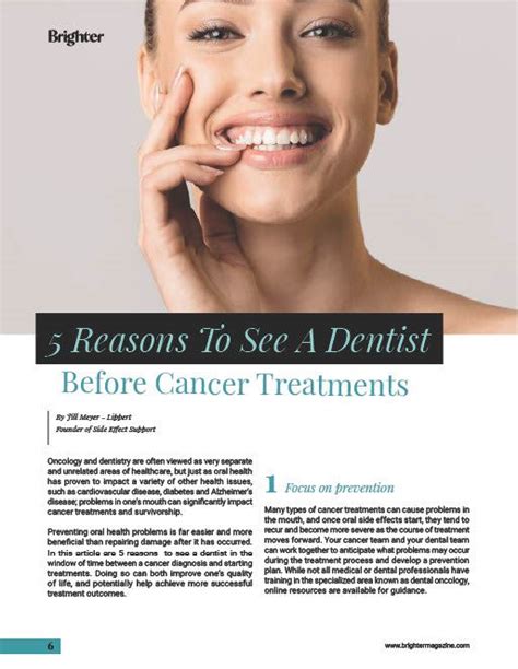 5 Reasons To See A Dentist Before Cancer Treatments Side Effect