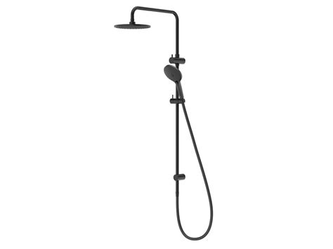 Posh Domaine Twin Rail Shower With Top Rail Water Inlet Matte Black 3