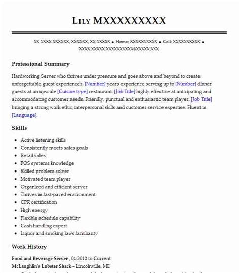 A food and beverage manager is a leader in a hospitality property who is responsible for purchasing food and drinks and hiring and supervising staff. Food And Beverage Server Objectives | Resume Objective | LiveCareer