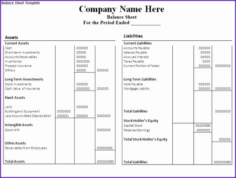 excel balance sheet template  exceltemplates