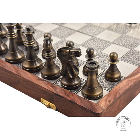 15 Deluxe Brass Metal Luxury Chess Pieces And Board Combo Etsy