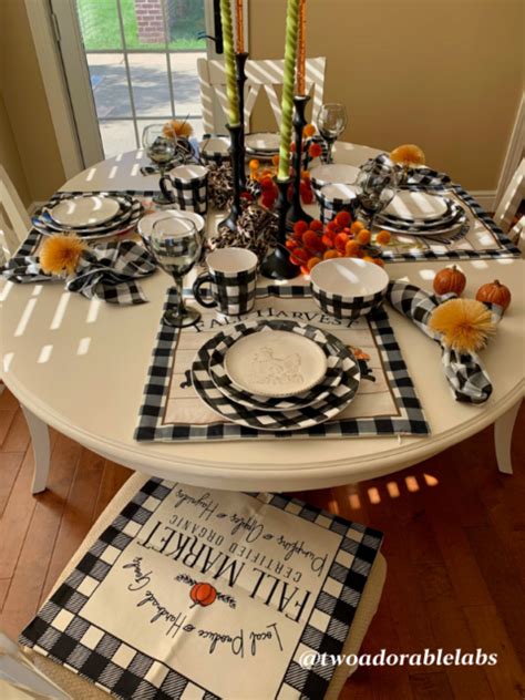 Buffalo Check Tablescape For Fall Two Adorable Labs