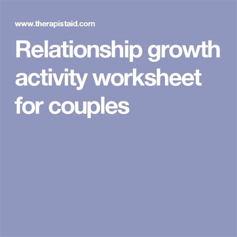 Relationship Growth Activity Worksheet For Couples Relationship