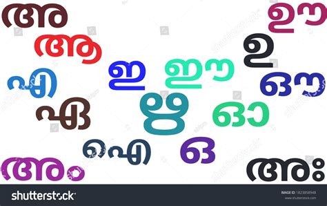 인도 케랄라 국어 말레이얄람어 알파벳kerala Language 스톡 일러스트 1823858948 Shutterstock