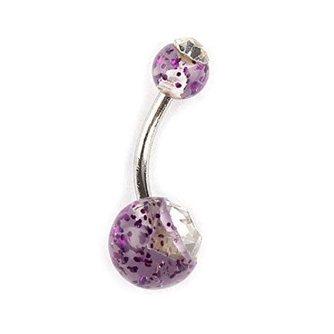 Buy Willsa Navel Belly Button Ring Barbell Rhinestone Crystal Ball Piercing Body Purple Online