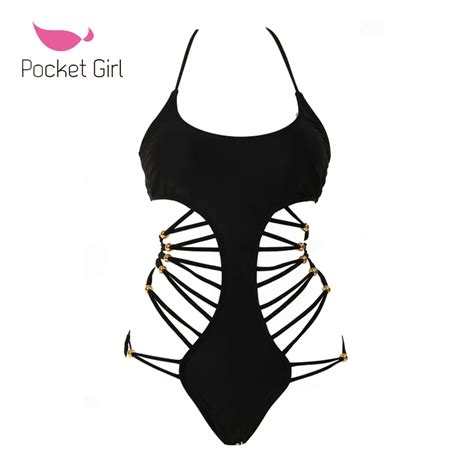 2017 New Black Bandage Strappy Sexy Swimwear Sexy Swimwear Women S Swimwear Cut Out One Pieces