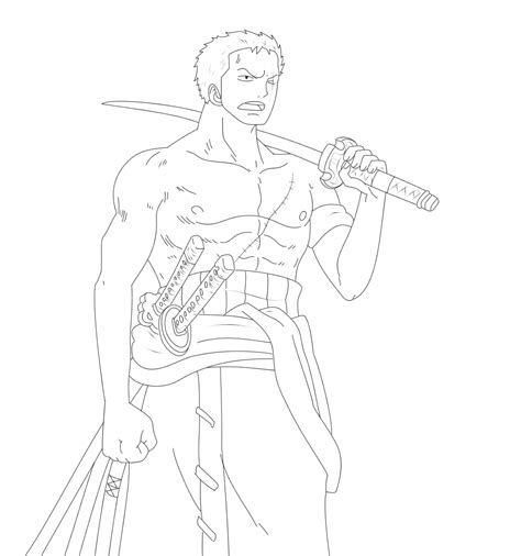 Roronoa Zoro Lineart By Wowauwero On Deviantart