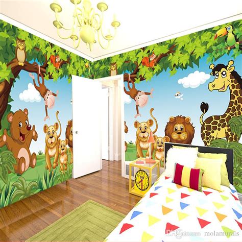 Cartoon Wall Mural Forest Animals Animation Children Room